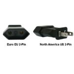 Euro EU to US 2-Pin Power Plug Adapter