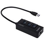 Orico HR01-U3-BK Portable 3-Port USB 3.0 Hub with RJ45 Gigabit Ethernet