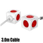 Allocacoc PowerCube Extended 5 Outlet - 3M Cable - Boston Red - AU Plug