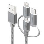 Alogic 30cm 3-in-1 USB to MicroUSB/Lightning/Type-C Sync Braided Cable  - Grey