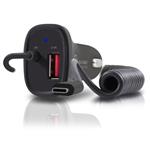 Alogic Prime USB-C & USB-A Car Charger 5V/3A+2.4A with Integrated Type-C Cable