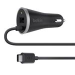 Belkin USB-C Car Charger with Hardwired USB-C cable and USB-A Port