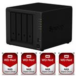 Synology DS918+ 4 Bay NAS + 4x WD WD60EFAX 6TB Red NAS HDD