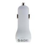 Moki Dual USB Type-A Car Charger - White