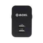 Moki Dual USB Wall Charger - Black