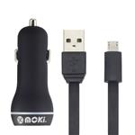 Moki 90cm Micro-USB SynCharge Cable + Car Charger - Black