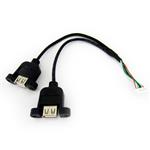 NUC USB-A Dual Female Panel Mount to 8-Pin Internal USB Connector - 230mm