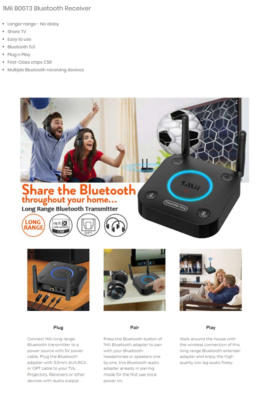 1Mii B06T3 Bluetooth Audio Receiver