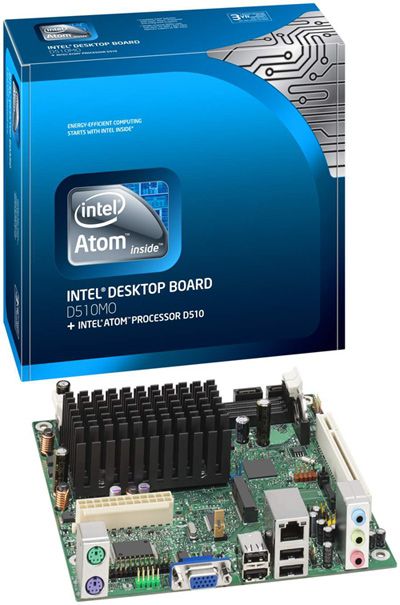 Intel D510MO, Integrated Intel Atom D510 1.67GHz, DDR2-800, Intel NM10 ...