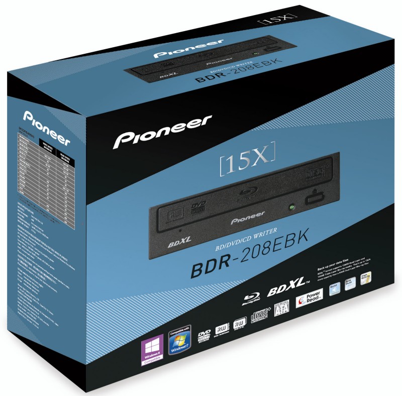 Pioneer BDR208EBK 15x Internal SATA Retail BluRay Burner Drive BDR
