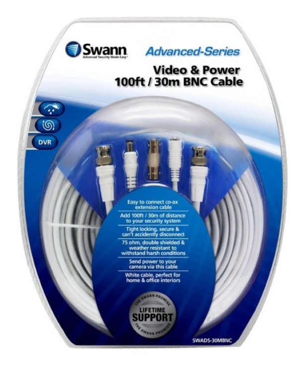 Swann 30m BNC Extension Cable Integrated with DC Power SWADS30MBNC