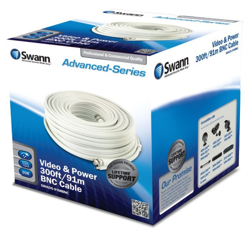 Swann 91m BNC Extension Cable Integrated with DC Power SWADS91MBNC Mwave