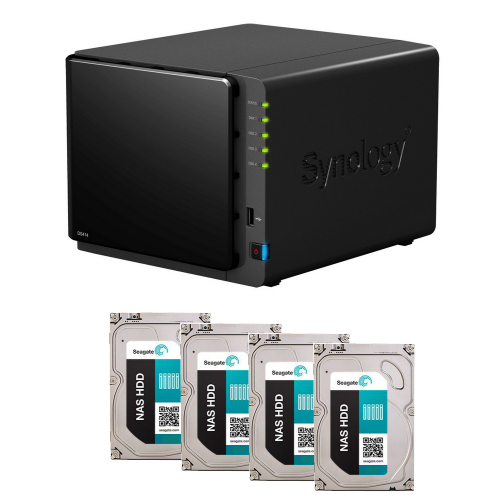 Synology DiskStation DS414 4-Bay NAS + 4x Seagate ST4000VN000 4TB NAS ...