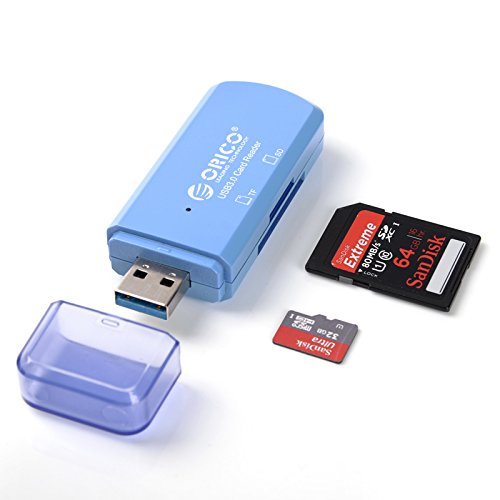 Orico Mini USB3.0 SDHC TF microSD Card Reader Blue CTU33BL Mwave