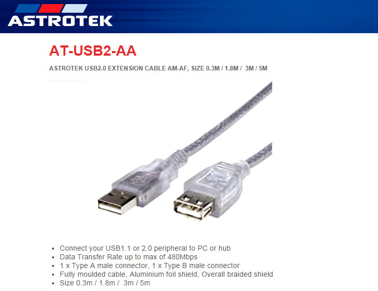 Astrotek AT-USB2-AA-3M Overview
