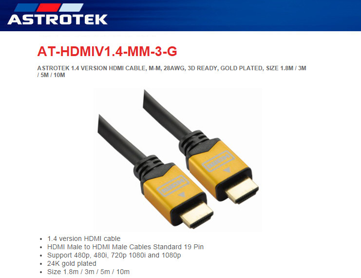Astrotek AT-HDMIv1.4-MM-3-G Overview