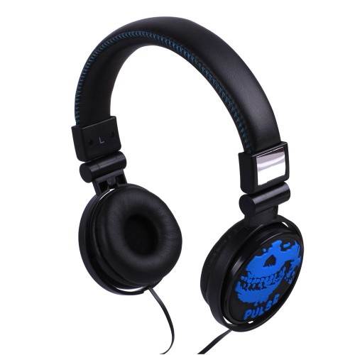 Laser DJ Style Over Ear Headphones BLUE (Skull Motif) AOHEAD15BLU