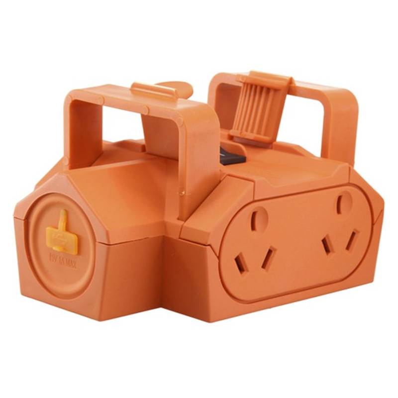 4 Outlet Power Block with Securing loops and USB Orange MS4083 Mwave