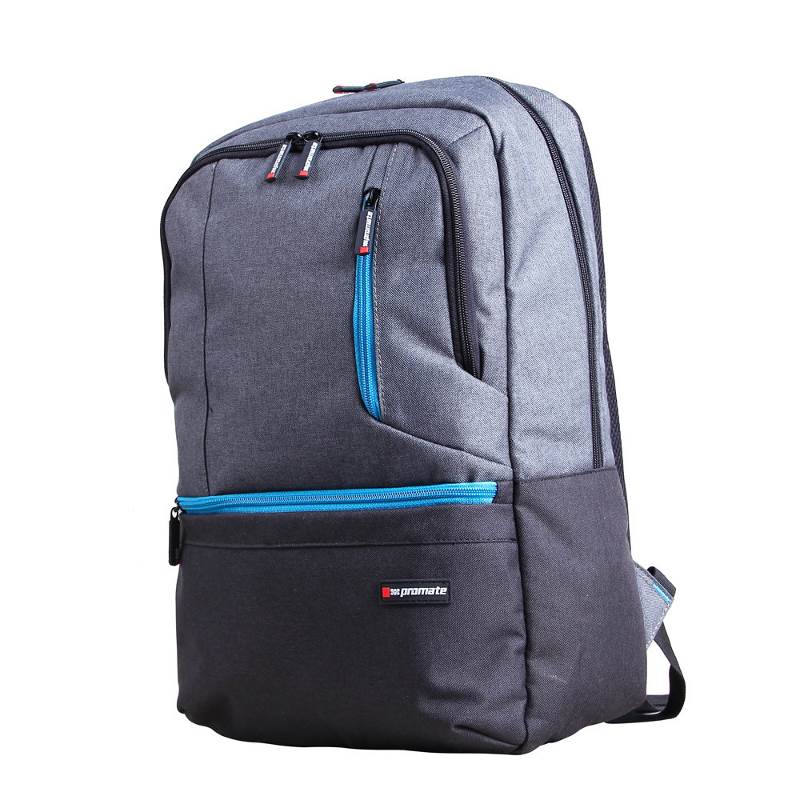 Promate Ascend Accented 15.6" Laptop Backpack w/Multiple Pockets Grey