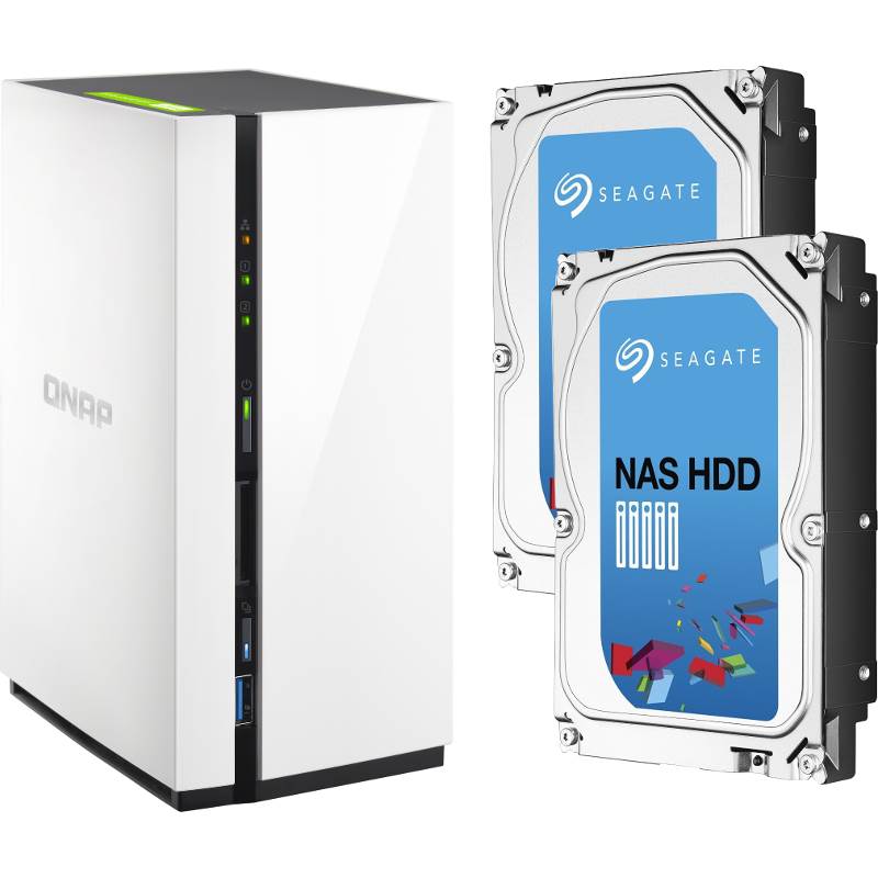 QNAP TS-228 2 Bay NAS + 2x Seagate ST4000VN000 4TB NAS HDD - TS-228 ...