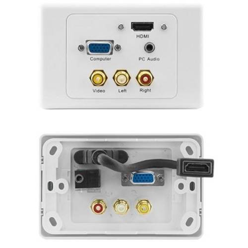 Alogic HDMI, VGA & Composite Clipsal 2000 White Wall Plate with Panel