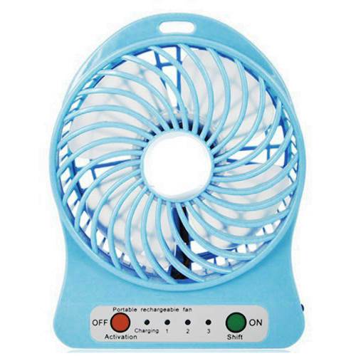 Mini USB Rechargeable Fan with LED Light Blue GH1287 Mwave