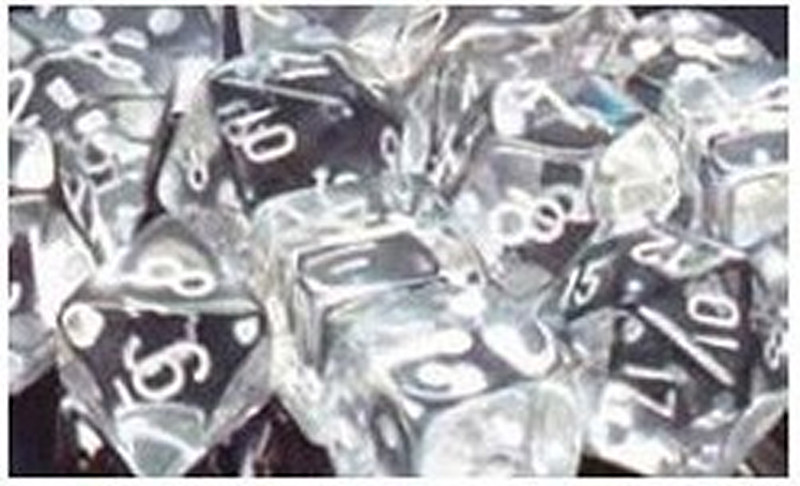 D7-Die Set Dice Translucent Polyhedral Clear/White (7 Dice in Display