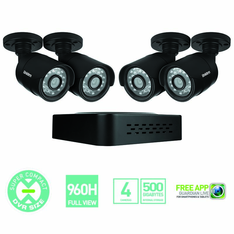 Uniden GDVR4340 DVR Security System + 4x Weatherproof Outdoor Cameras