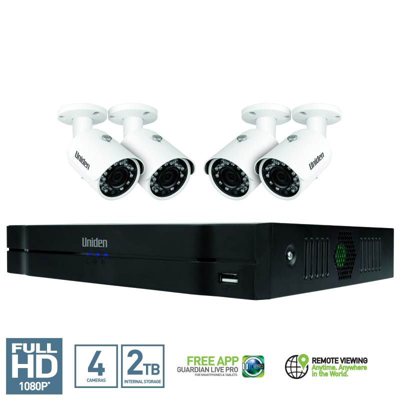 Uniden Guardian GNVR8640 8CH FHD NVR Security System + 4 Wired Outdoor