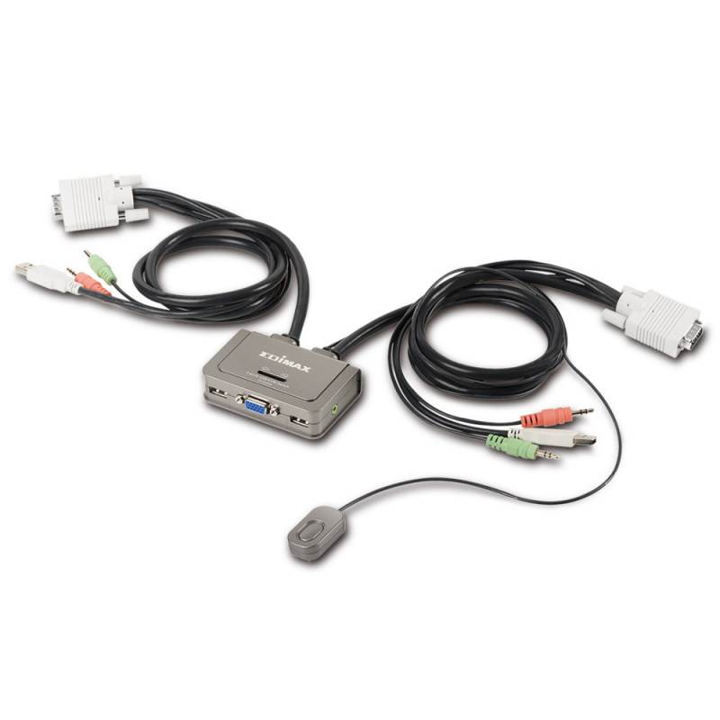 Edimax EK2U2CA 2Port USB KVM Switch with Cables and Audio Support
