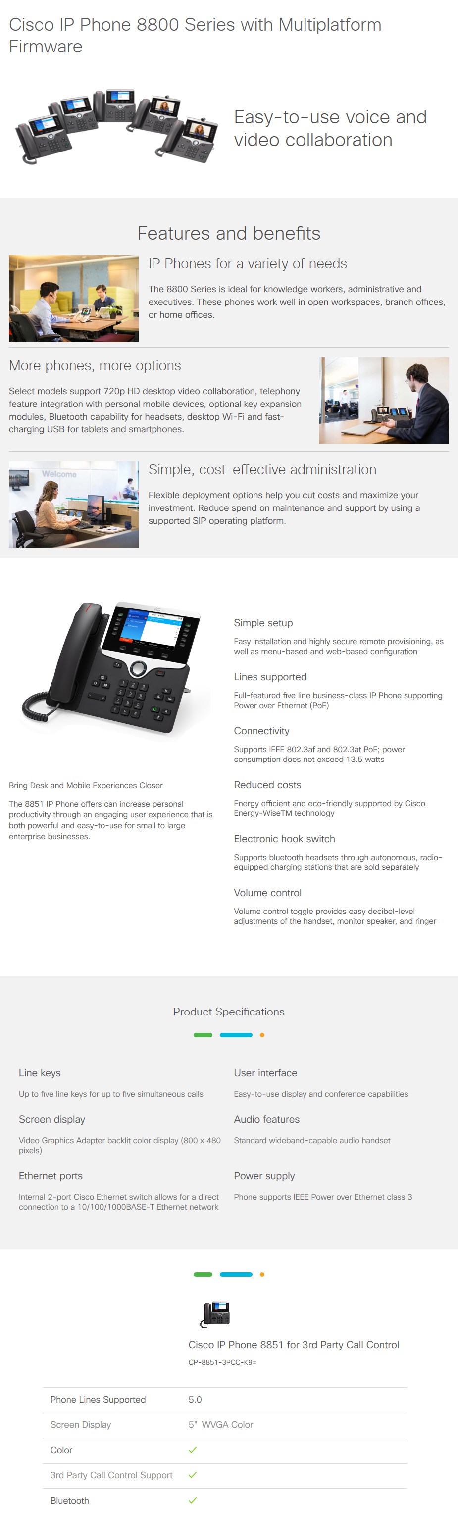 Cisco 8851 IP Phone with Multiplatform Phone Firmware - Desktop Overview 1