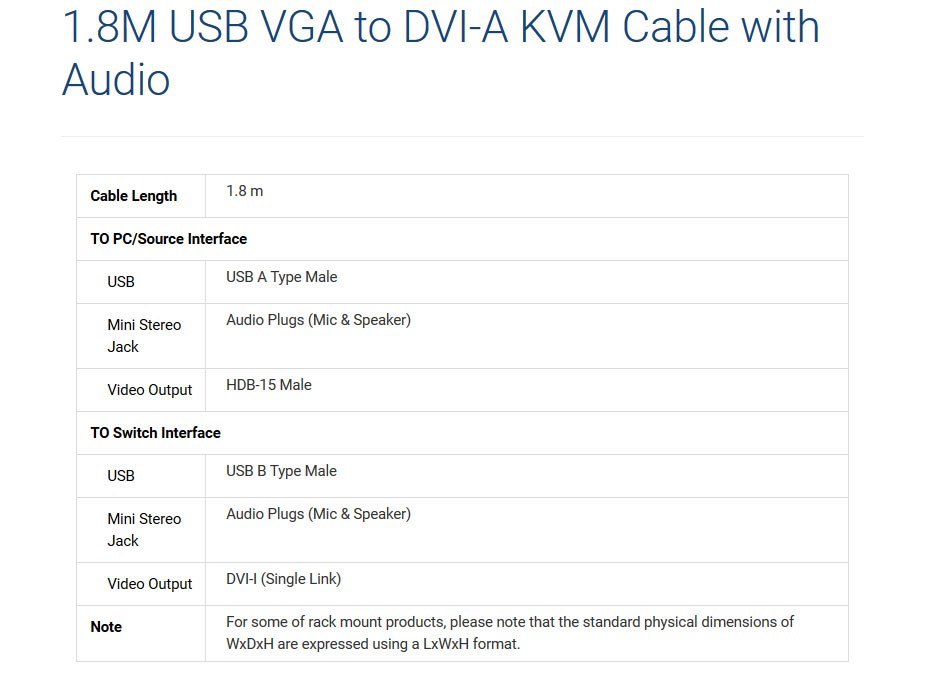 Aten 2L-7DX2U 1.8m USB VGA to DVI-A KVM Cable with Audio - Desktop Overview 1