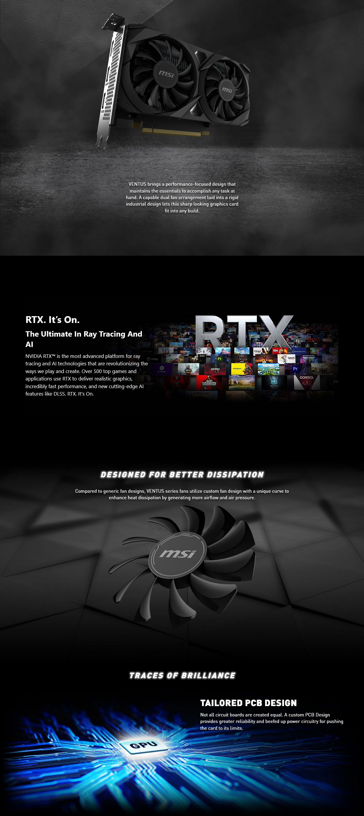 MSI GeForce RTX 3050 VENTUS 2X E OC 6GB Video Card