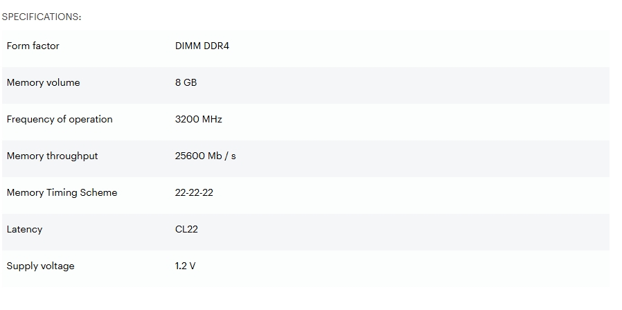 ADATA Premier 8GB (1x8GB) DDR4 3200MHz Desktop Memory