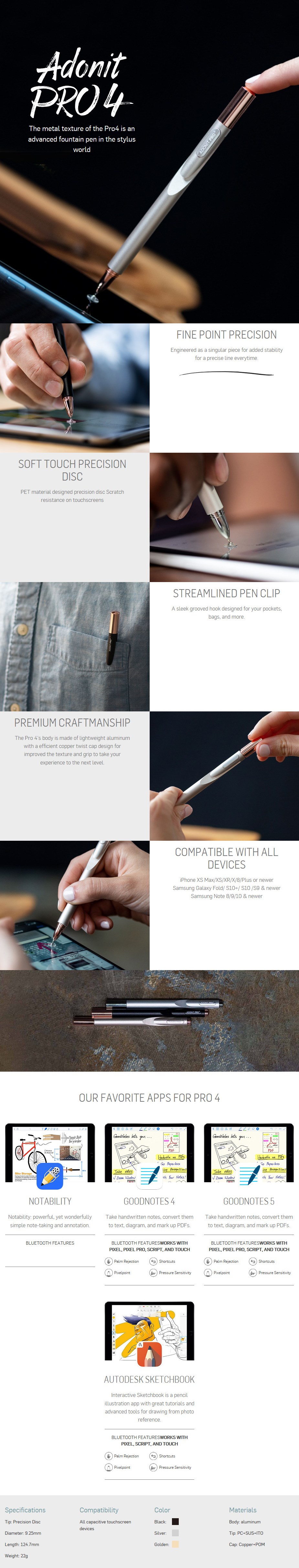 Adonit Pro 4 Stylus - Black - Desktop Overview 1