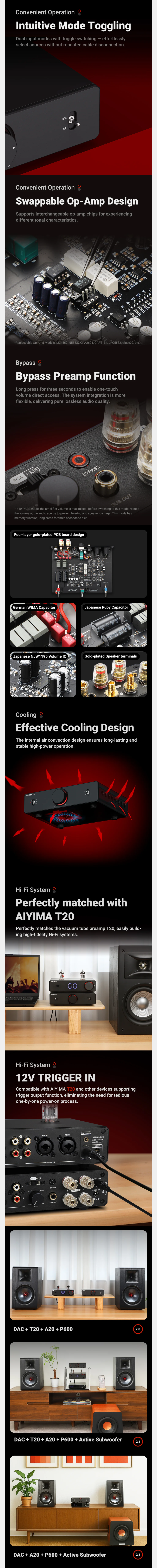 AIYIMA A20 Hi-Fi Balanced 2.1 Amplifier