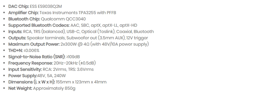 AIYIMA A80 Bluetooth Hi-Res DAC Amplifier