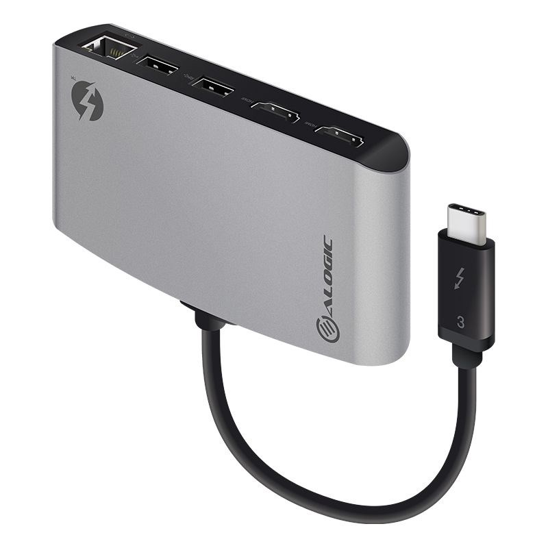 Alogic Thunderbolt 3 Dual 4K HDMI Portable Docking Station Space Grey TB3D2HDPBLSGR Mwave