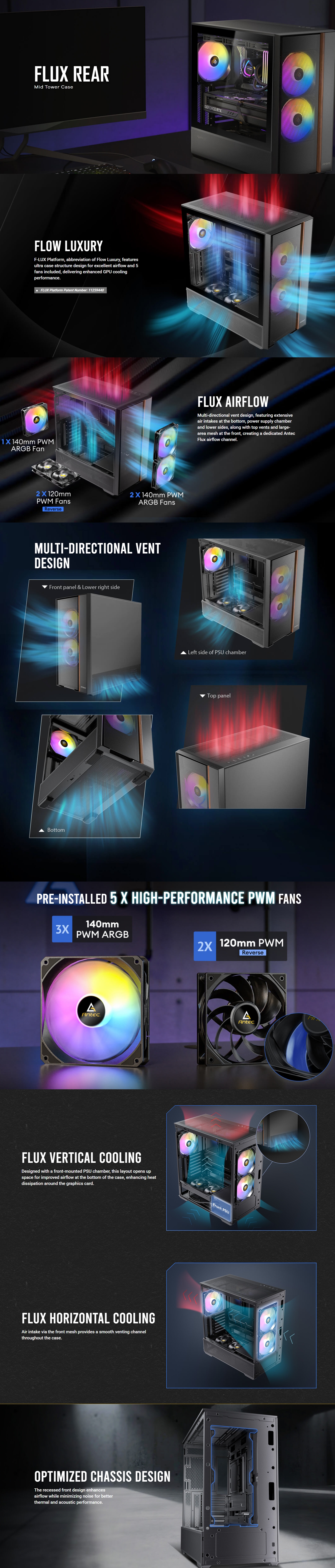 Antec Flux Rear Tempered Glass ARGB Mid-Tower ATX Case