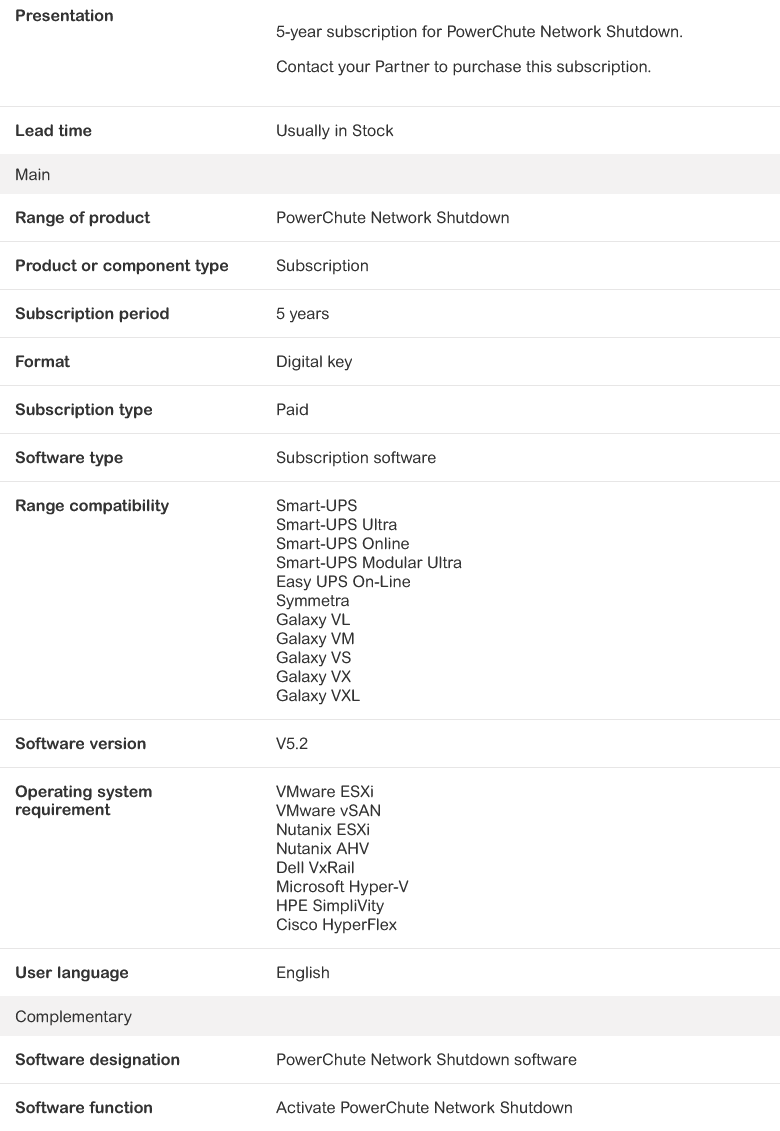 APC PowerChute Network Shutdown for Virtualization and HCI - 5 Year Subscription
