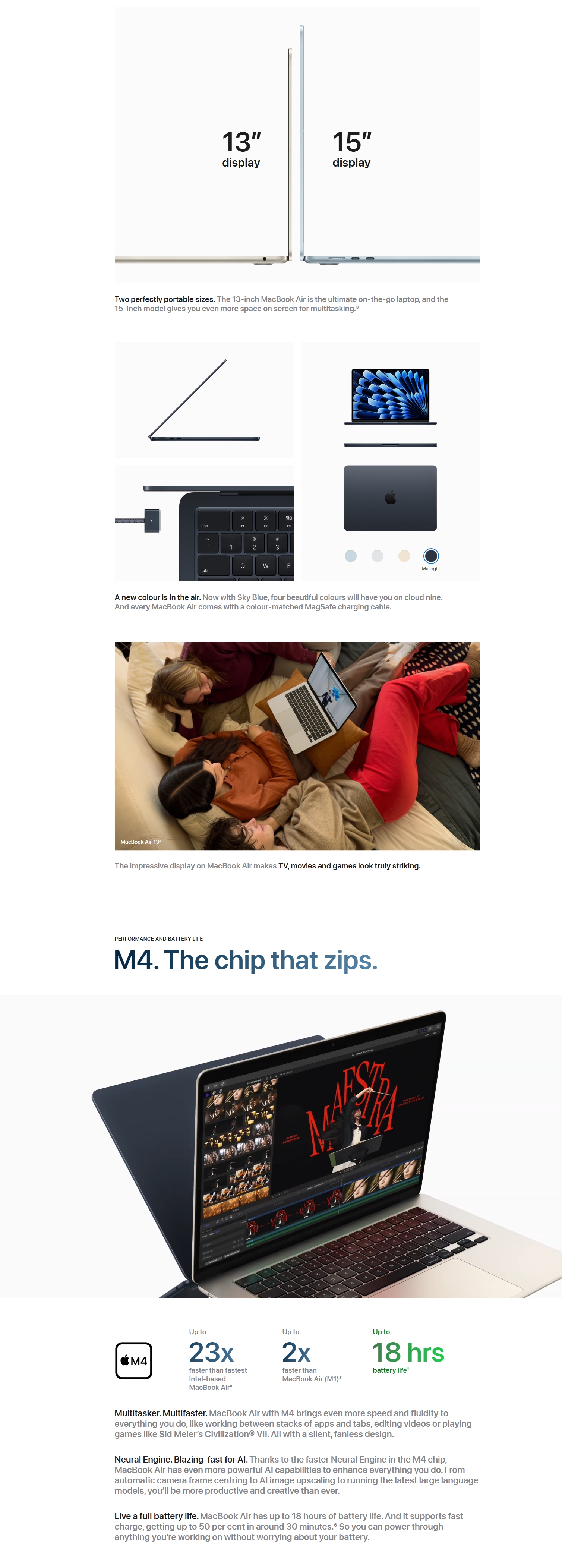 MacBook Air M4 13インチ16GB 256GB ミッドナイト Apple 2025 MacBook Air 13-inch Laptop with M4 chip