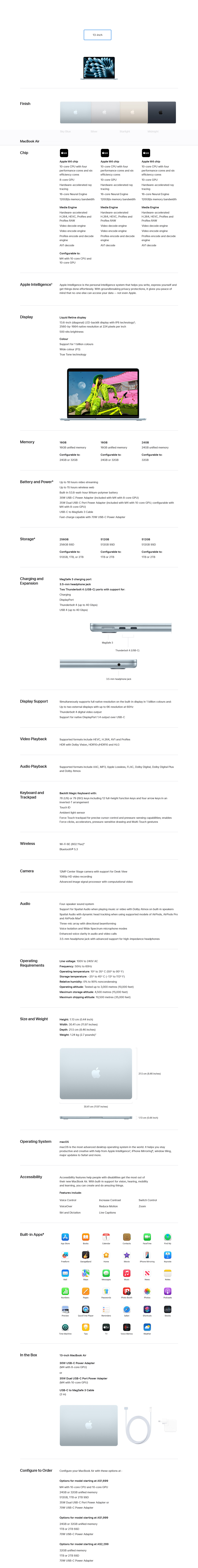 Apple 13-inch MacBook Air M4 16GB 512GB macOS - Midnight