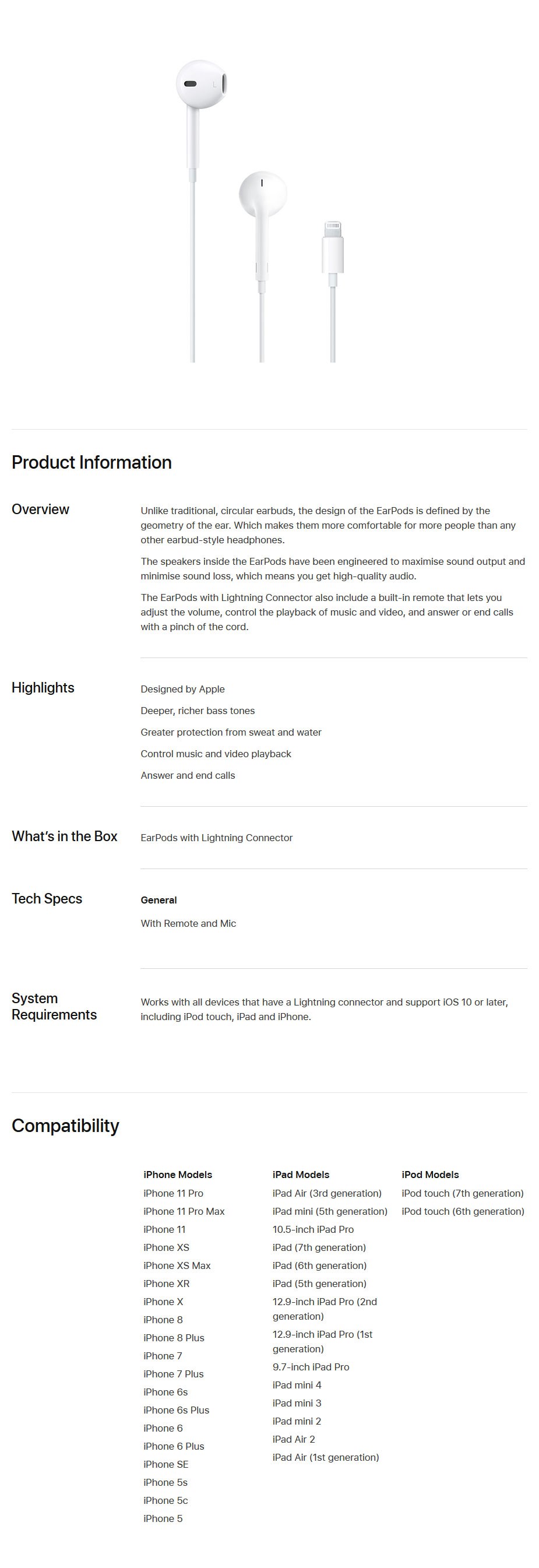 Apple EarPods with Lightning Connector - Desktop Overview 1