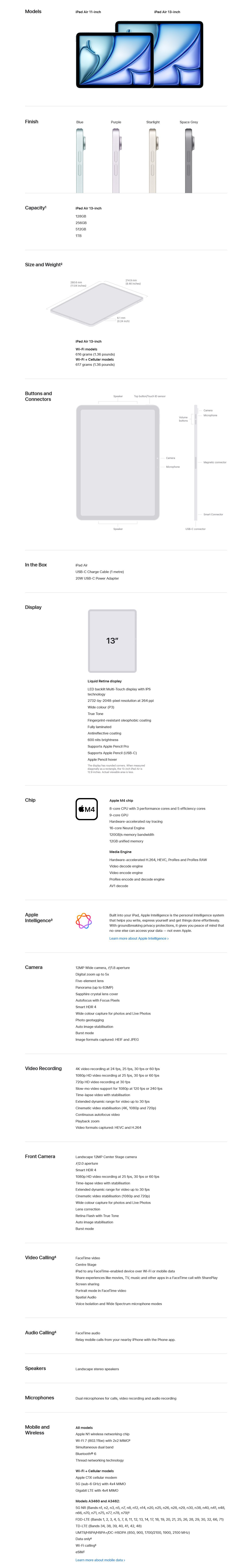 Apple iPad Air 13-inch (8th Gen) M4 Wi-Fi 1TB - Space Grey