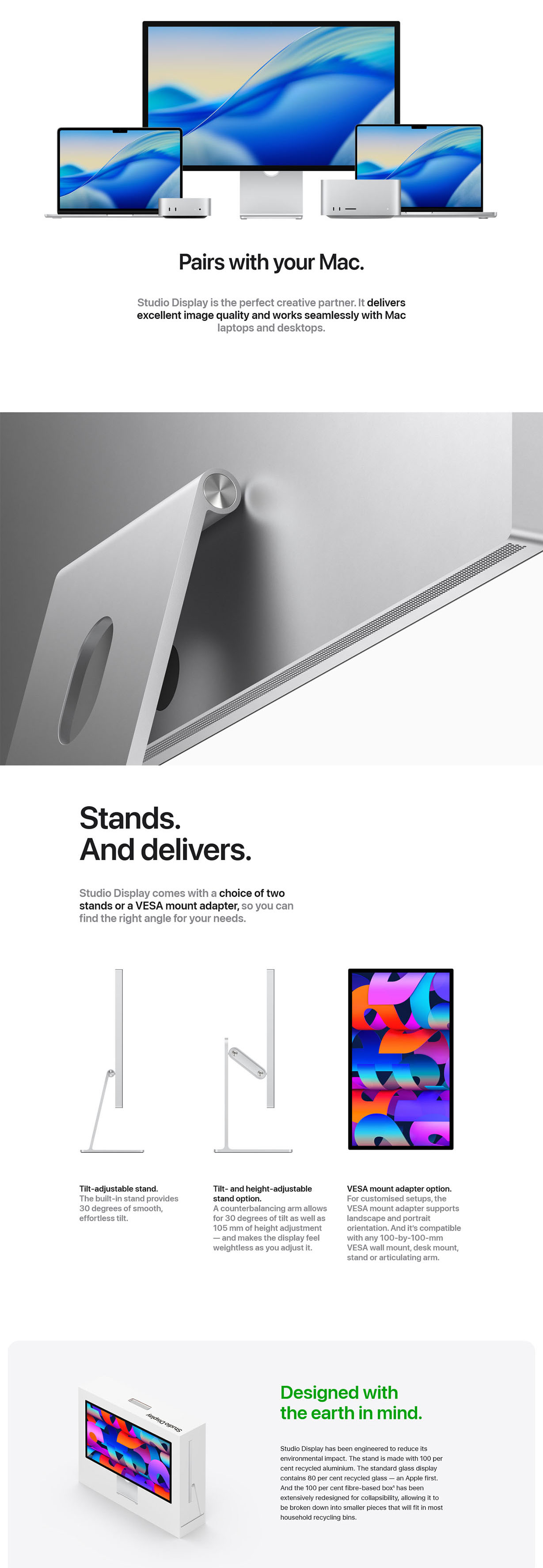 Apple Studio Display 27" 5K Retina display w/ Tilt Adjustable Stand - Standard Glass