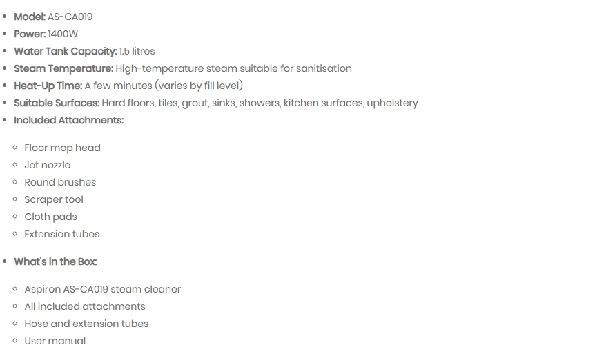 Aspiron Portable Multipurpose Steam Cleaner - Silver