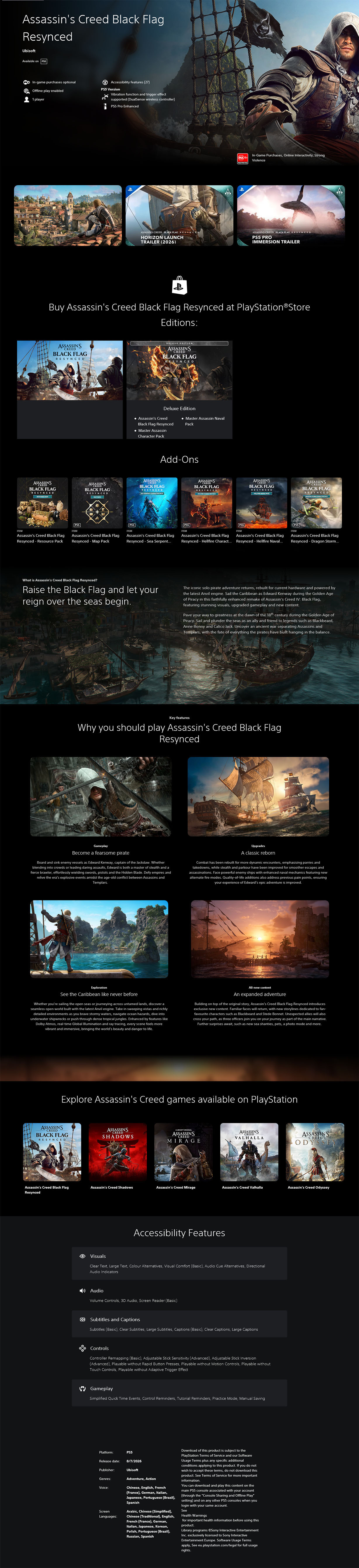 Assassin's Creed Black Flag Resynced - PlayStation 5