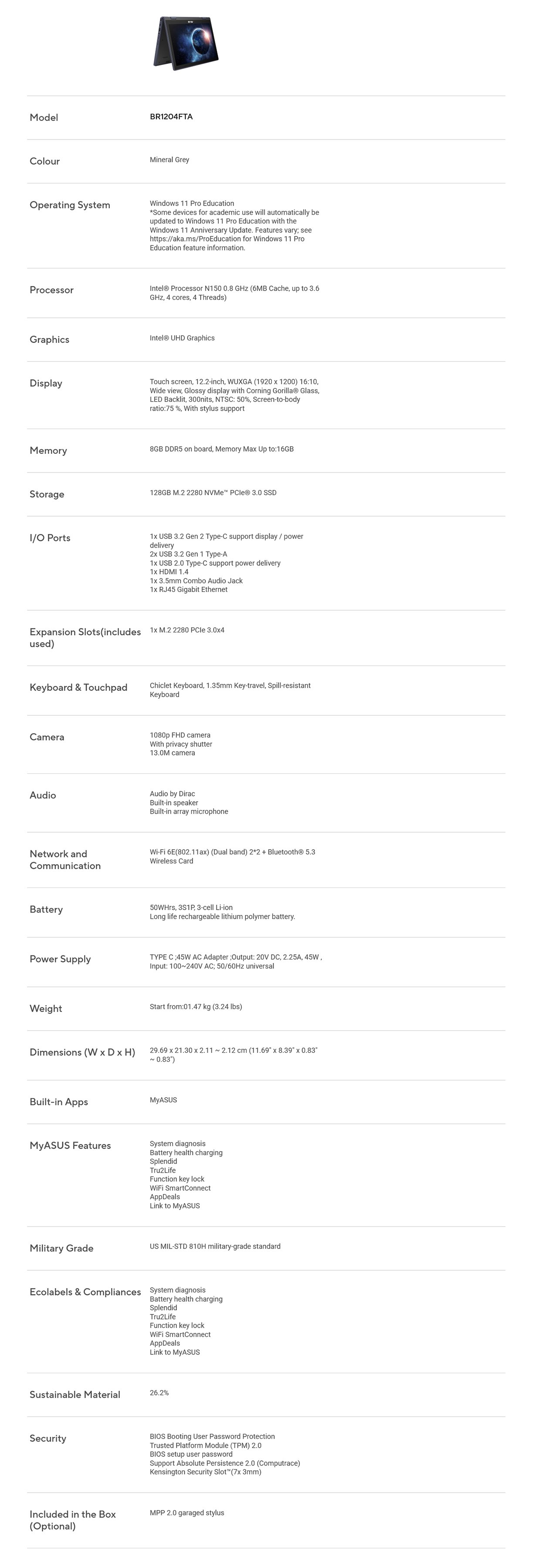 ASUS BR1104FTA 12.2