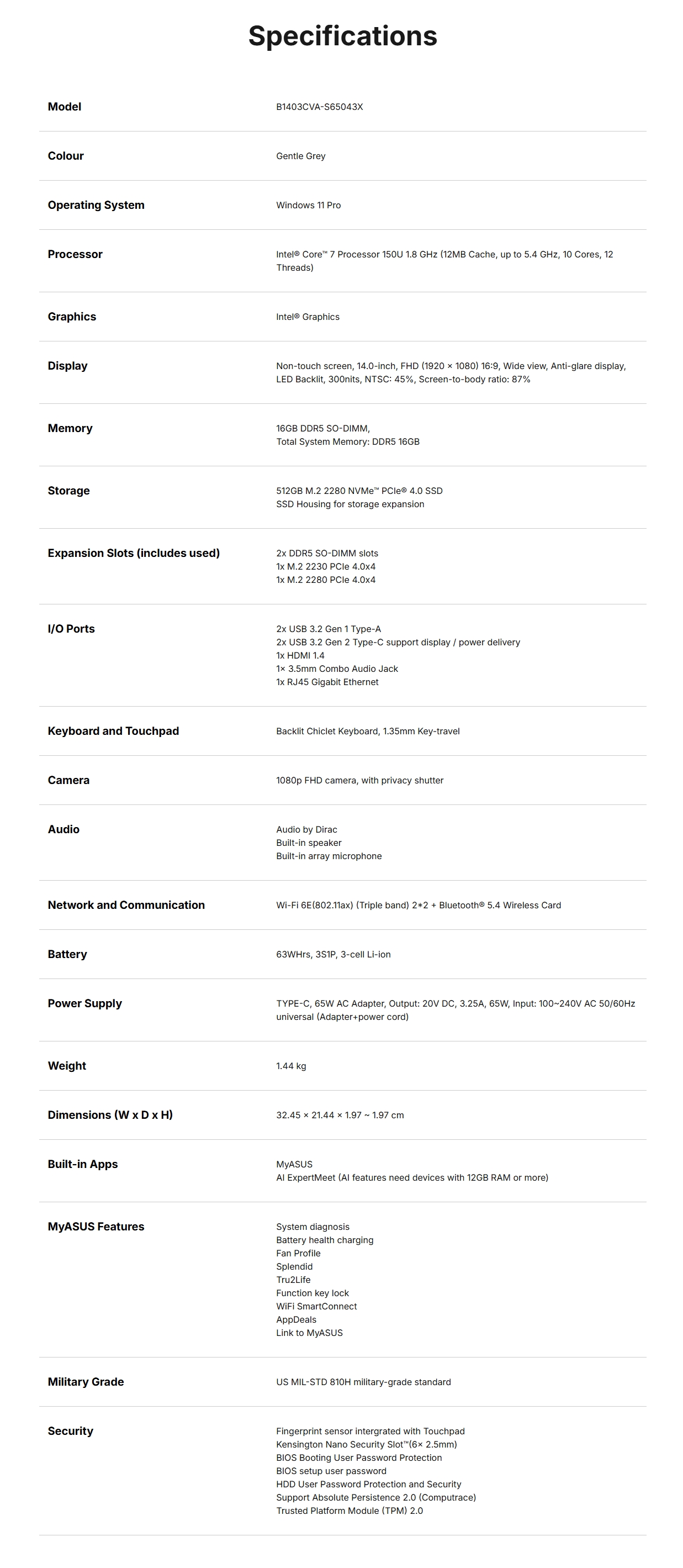 ASUS ExpertBook B1 14