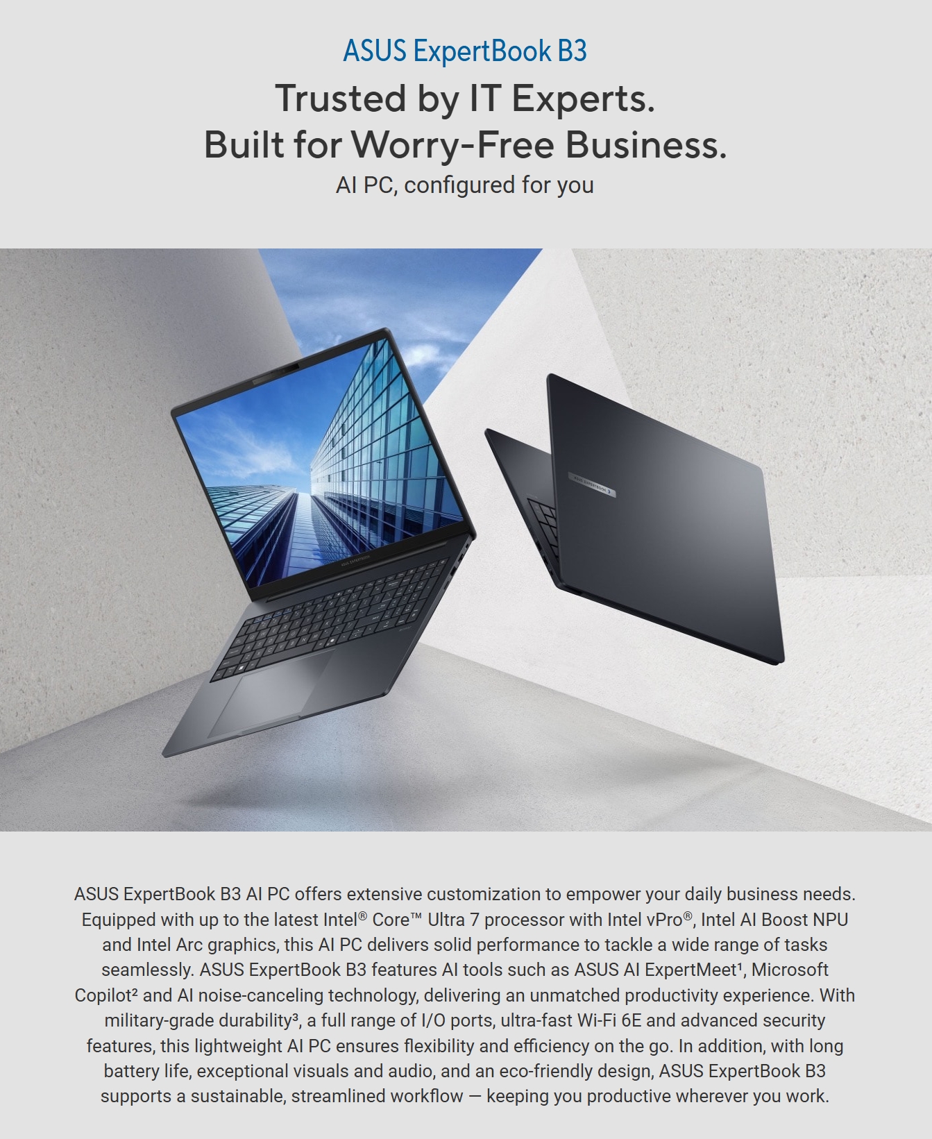 ASUS ExpertBook B3 16" WUXGA Laptop Ultra 5-225H 16GB 512GB W11P